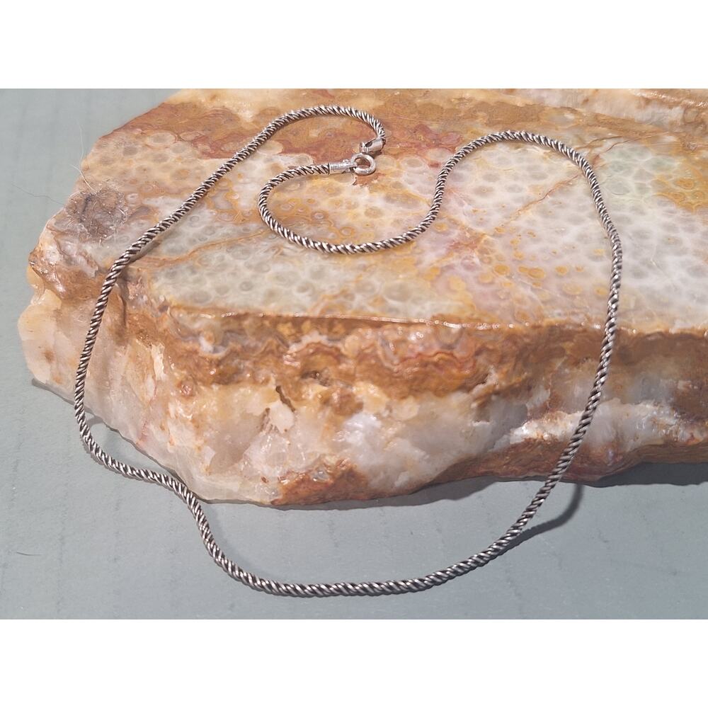 16" Sterling Silver Twisted Rope Chain Necklace 925 Italy Vintage Excellent!